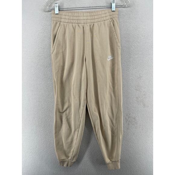 NIKE Pants Youth L Sportswear Fleece Jogger Sweatpants Tapered Training Beige - Picture 1 of 14